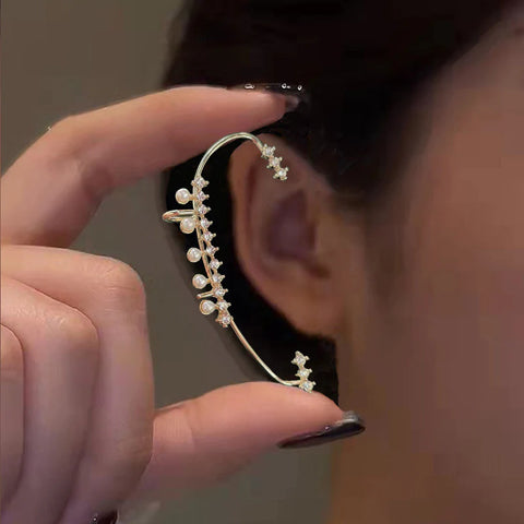 Zircon Faux Pearl Ear Clips All Match Earrings