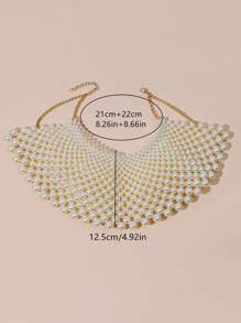 Vintage Wide Pearl Bead Collar Necklace
