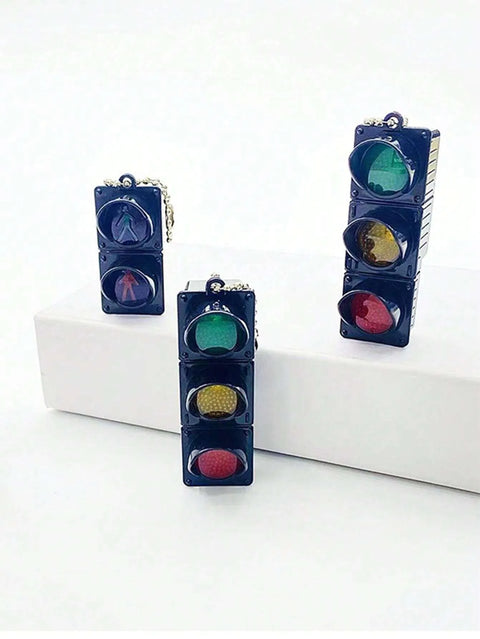 Mini Electronic Traffic Light Keychain Bag Pendant,Cute LED Flashing Pedestrian Light Keyring