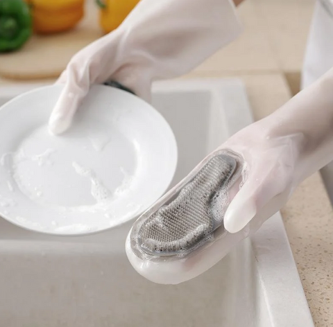 Dishwashing gloves with food standard silicone ( 1 PAIR)