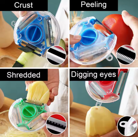 3 IN 1 Rotary Round Vegetable Fruit Peeler (PACK OF 2)
