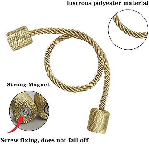 Strong Magnetic Premium Curtain Tiebacks Pack of 1 Pair ( Golden Color )