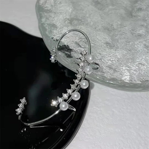 Zircon Faux Pearl Ear Clips All Match Earrings