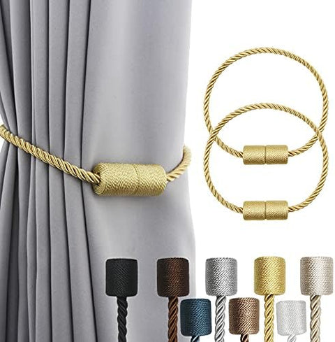 Strong Magnetic Premium Curtain Tiebacks Pack of 1 Pair ( Golden Color )