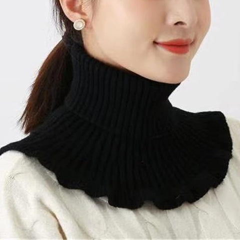 Ruffled Knit Turtleneck Neck Warmer