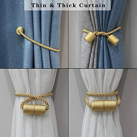 Strong Magnetic Premium Curtain Tiebacks Pack of 1 Pair ( Golden Color )