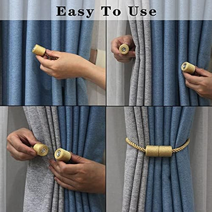 Strong Magnetic Premium Curtain Tiebacks Pack of 1 Pair ( Golden Color )