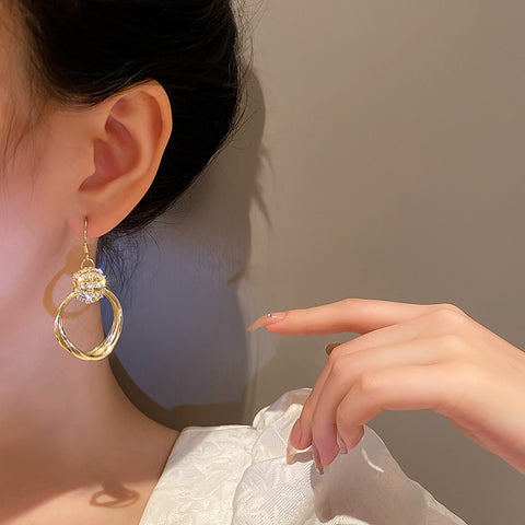 New Rhinestones Multilayer Round Earrings