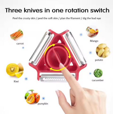 3 IN 1 Rotary Round Vegetable Fruit Peeler (PACK OF 2)
