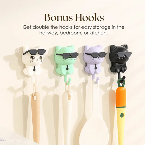 Playful Cat Sunglasses Key Hooks