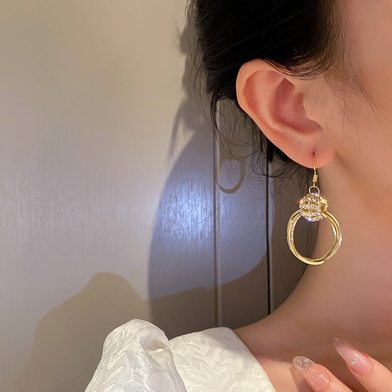 New Rhinestones Multilayer Round Earrings
