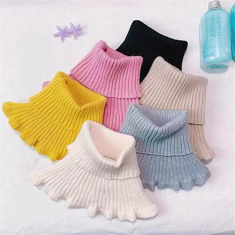 Ruffled Knit Turtleneck Neck Warmer