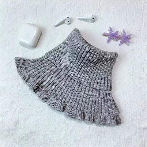Ruffled Knit Turtleneck Neck Warmer