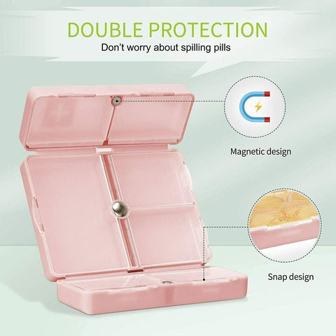 Magnetic Compartments Portable Pill Case