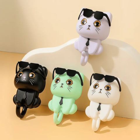 Playful Cat Sunglasses Key Hooks