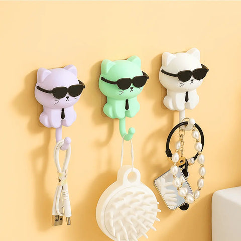 Playful Cat Sunglasses Key Hooks