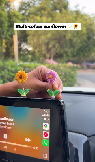 Multi color Sunflower Car Dashboard Decor  (Pack of 5)