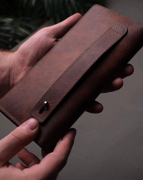 Leather Hand Strap Wallet Case