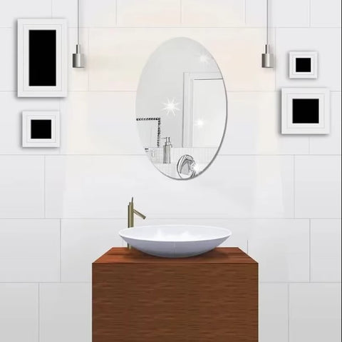 Oval Shape Self Adhesive Acrylic Wall Mirror