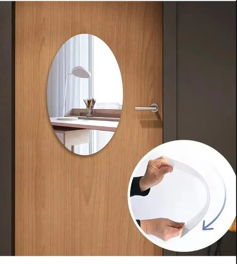 Oval Shape Self Adhesive Acrylic Wall Mirror