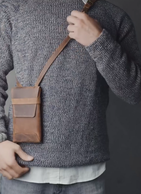 Leather Travel Crossbody Sling Bag&nbsp;