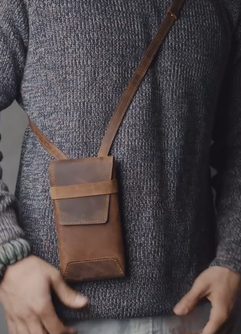 Leather Travel Crossbody Sling Bag&nbsp;