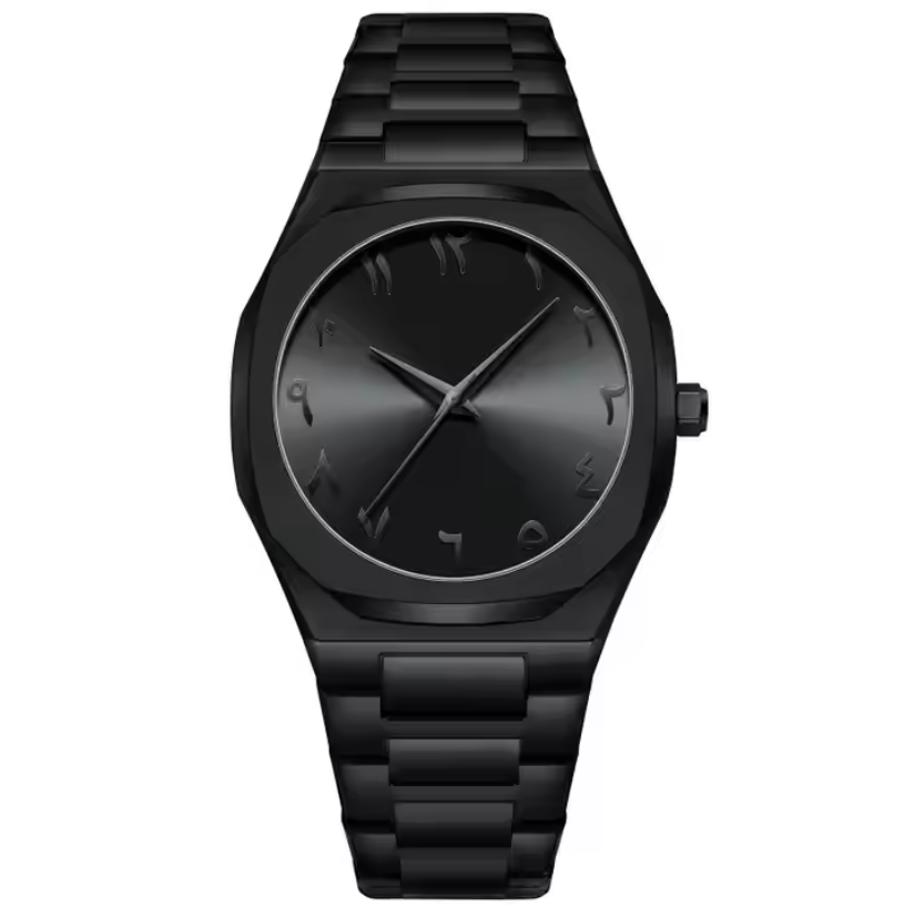Stainless Steel Arabic Dial  Luxury Mens Quartz Watch