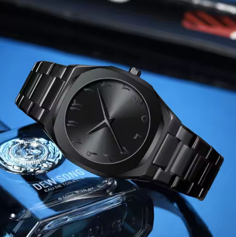 Stainless Steel Arabic Dial  Luxury Mens Quartz Watch