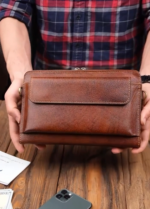 Leather Zipper Phone Handbag Wallet