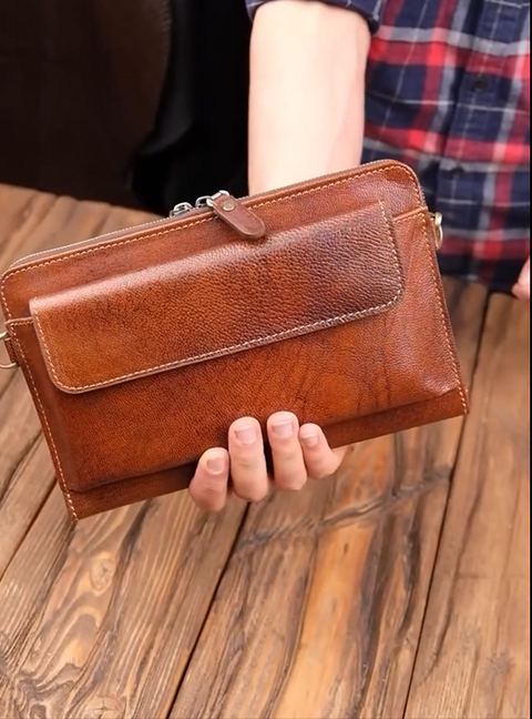 Leather Zipper Phone Handbag Wallet