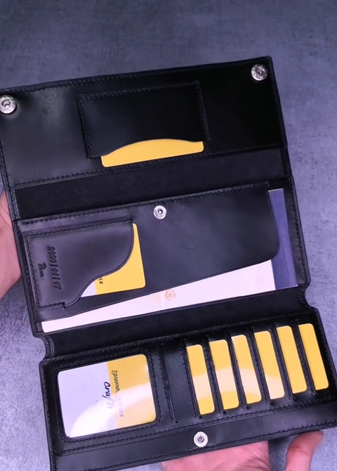 Black Leather Long Wallet