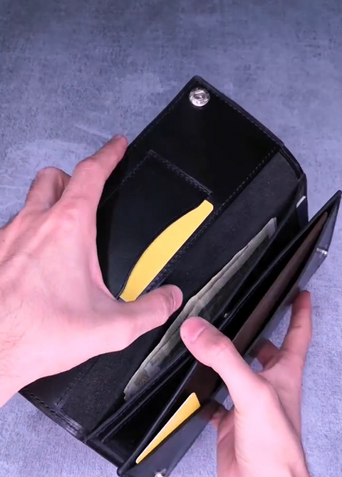 Black Leather Long Wallet