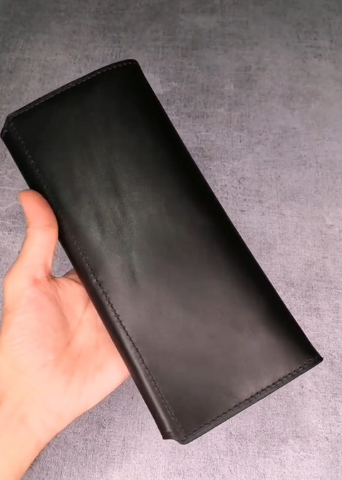 Black Leather Long Wallet