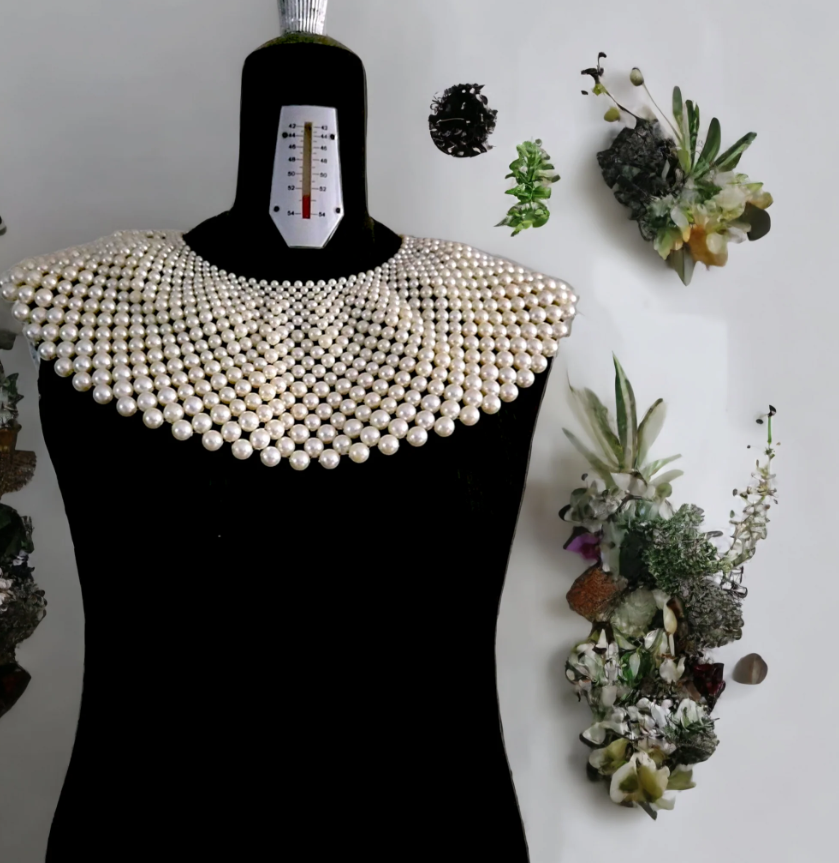 Vintage Wide Pearl Bead Collar Necklace