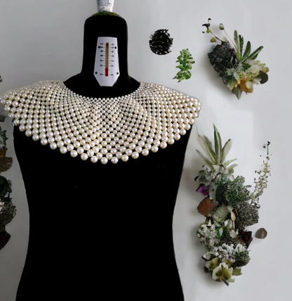 Vintage Wide Pearl Bead Collar Necklace