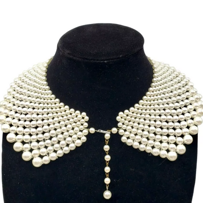Vintage Wide Pearl Bead Collar Necklace