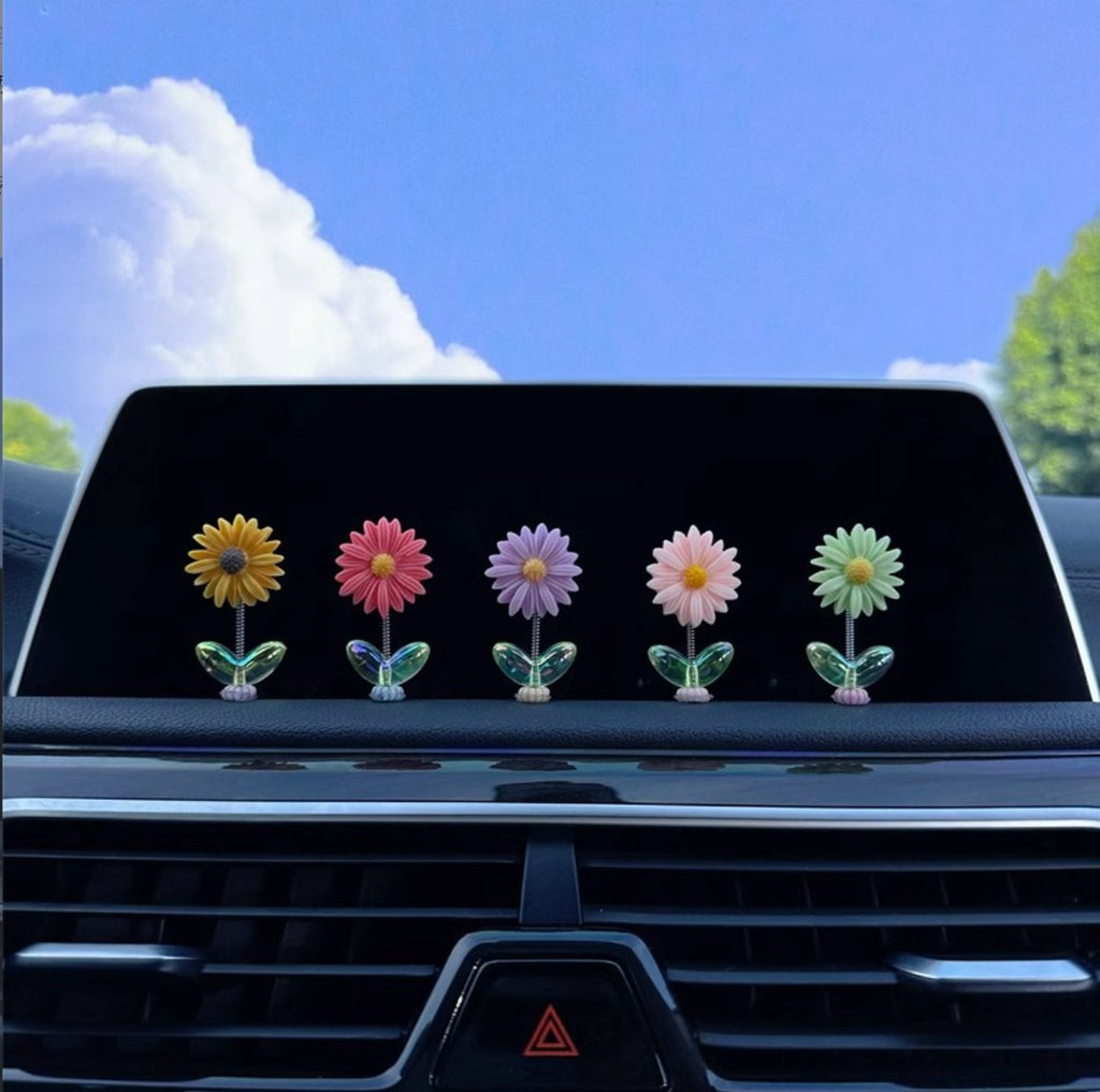 Multi color Sunflower Car Dashboard Decor  (Pack of 5)