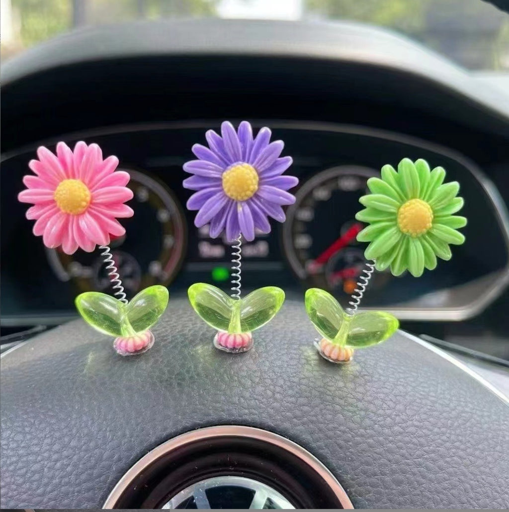 Multi color Sunflower Car Dashboard Decor  (Pack of 5)