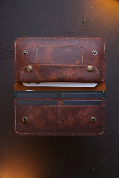 Leather Wallet with Phone Pocket
