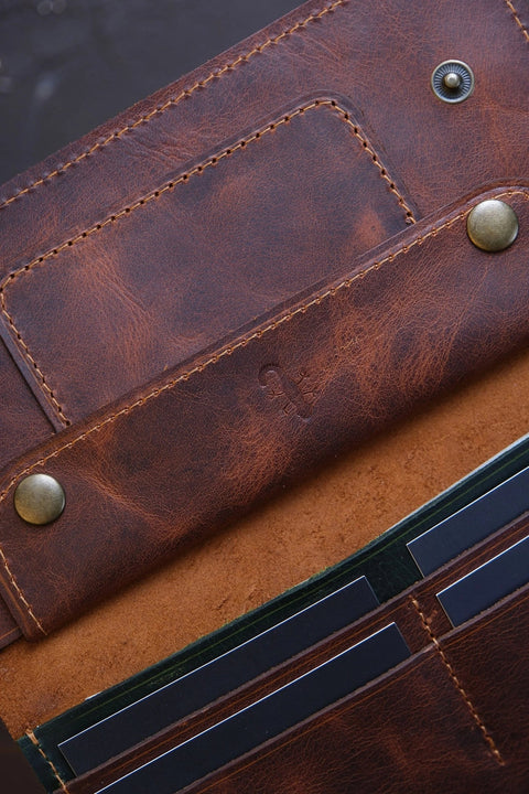 Leather Wallet with Phone Pocket