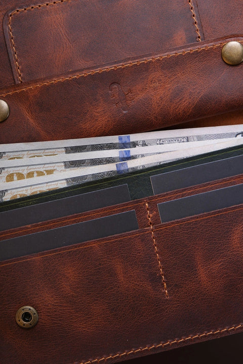 Leather Wallet with Phone Pocket