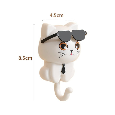 Playful Cat Sunglasses Key Hooks