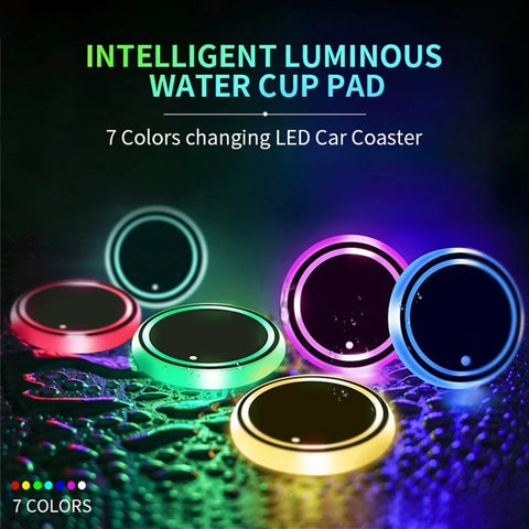 Color Changing Car LED Cup Holder Light Mats ( pack of 2 )