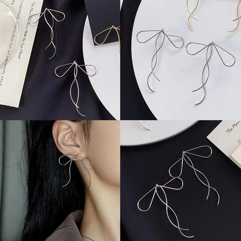 Long Bow Dangle Earrings