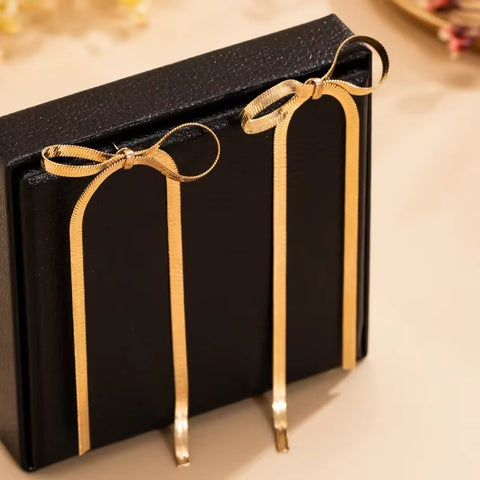 Long Tassel Bow Dangle Earrings