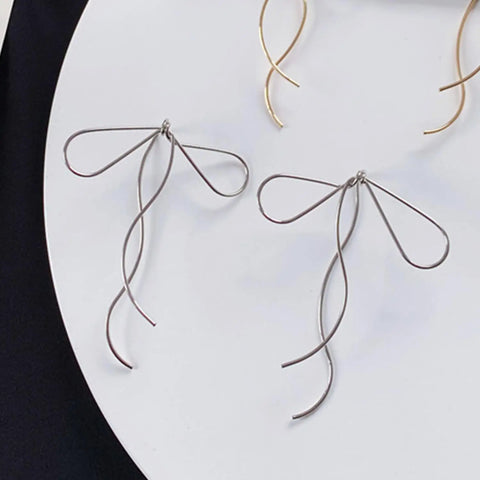 Long Bow Dangle Earrings