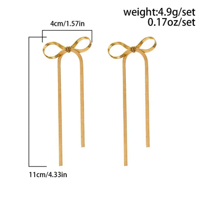 Long Tassel Bow Dangle Earrings