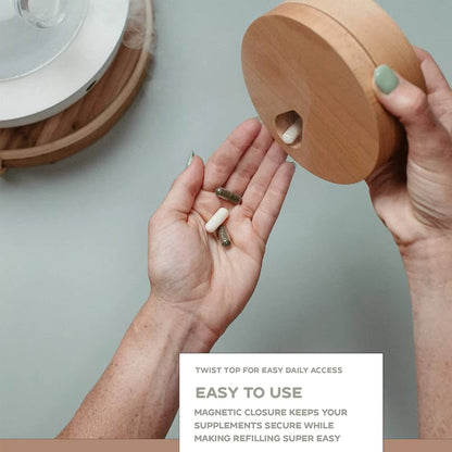 Bamboo Wood Pill Organizer