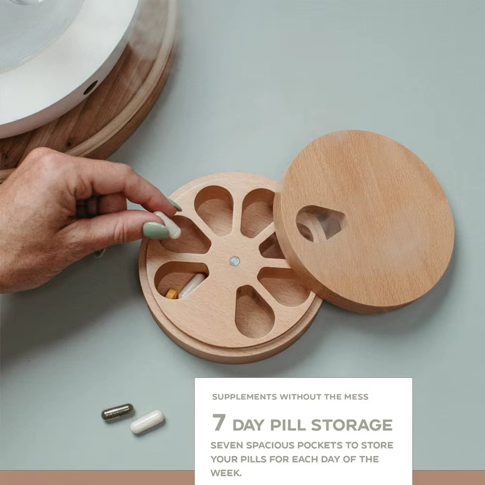 Bamboo Wood Pill Organizer