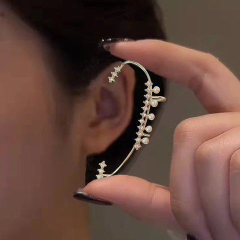 Zircon Faux Pearl Ear Clips All Match Earrings